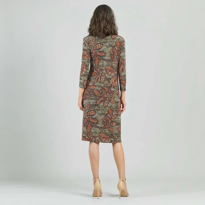 Side Slit 34 Sleeve Midi Dress 8211 Mosaic Leaves 8211 Final Sale Women Clara Sunwoo Dresses Jumpsuits