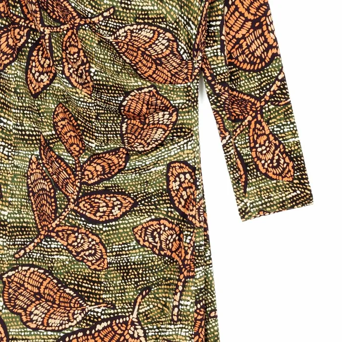 Side Slit 34 Sleeve Midi Dress 8211 Mosaic Leaves 8211 Final Sale Women Clara Sunwoo Dresses Jumpsuits