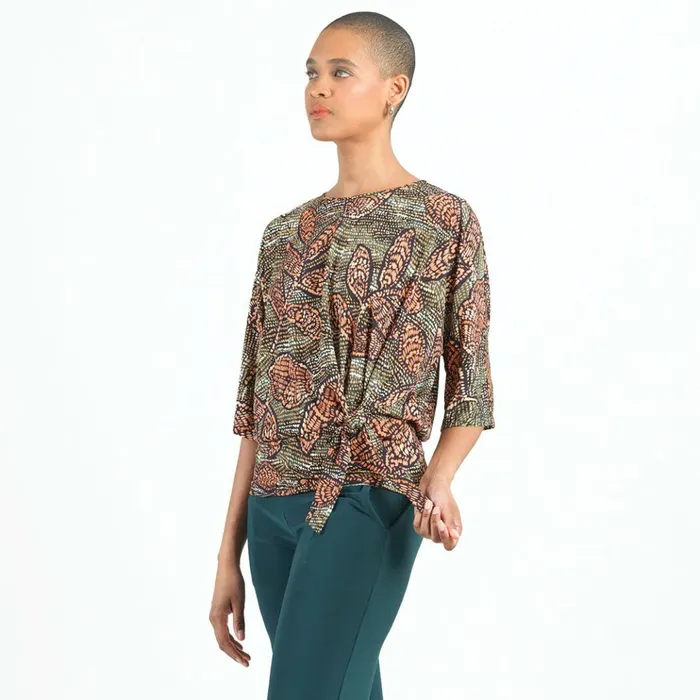 Side Tie Top 8211 Mosaic Leaves 8211 Final Sale Women Clara Sunwoo Tops Tunics