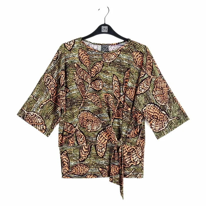 Side Tie Top 8211 Mosaic Leaves 8211 Final Sale Women Clara Sunwoo Tops Tunics