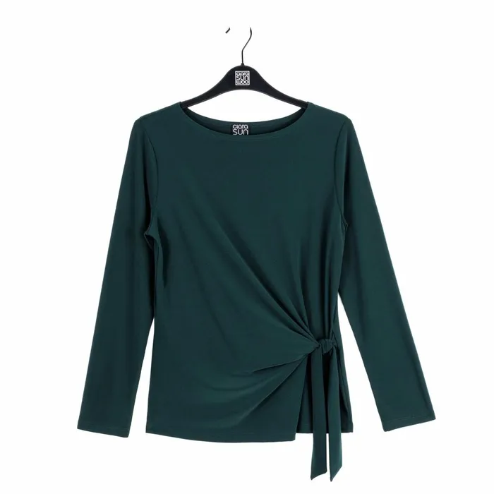 Side Tie Waist Top 8211 Hunter Green 8211 Final Sale Women Clara Sunwoo Tops Tunics
