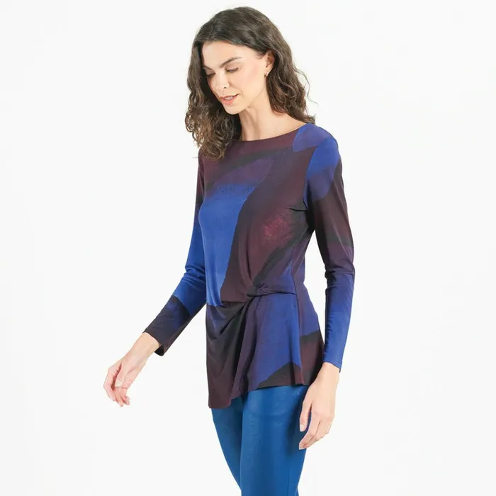 Side Twist Tunic 8211 Purple Watercolor 8211 Final Sale Women Clara Sunwoo Tops Tunics