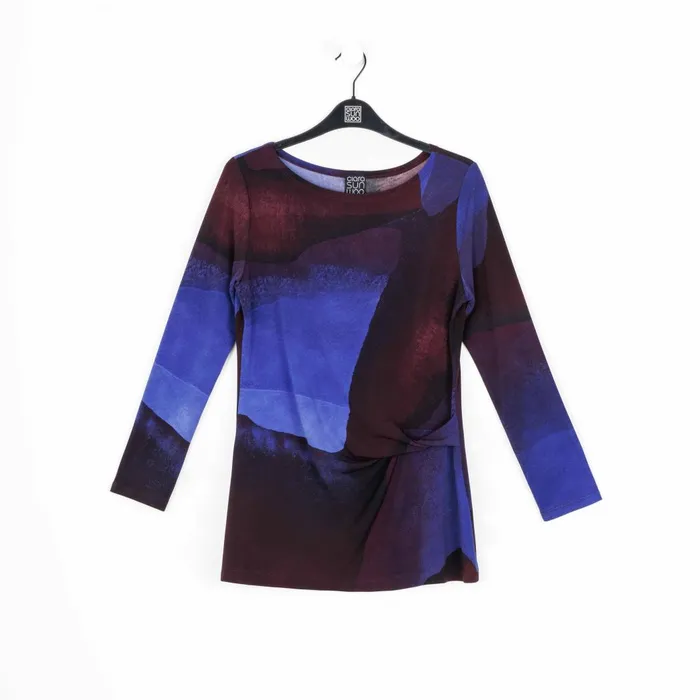 Side Twist Tunic 8211 Purple Watercolor 8211 Final Sale Women Clara Sunwoo Tops Tunics