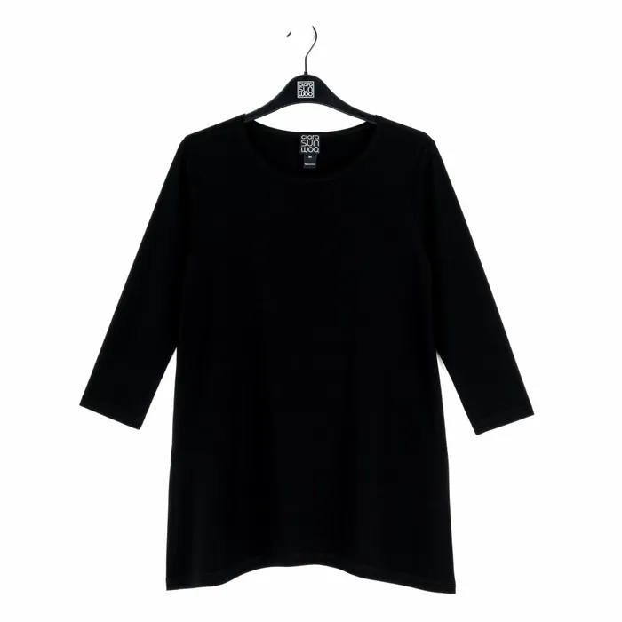 Side Vent Kerchief Hem Tunic 8211 Black Women Clara Sunwoo Spring Collection