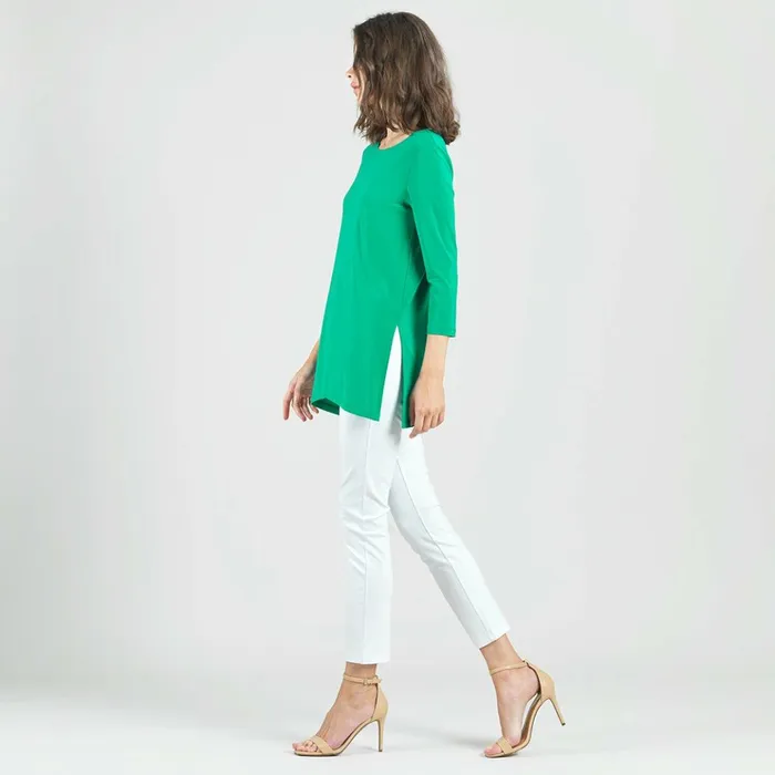 Side Vent Kerchief Hem Tunic 8211 Emerald Women Clara Sunwoo Spring Collection