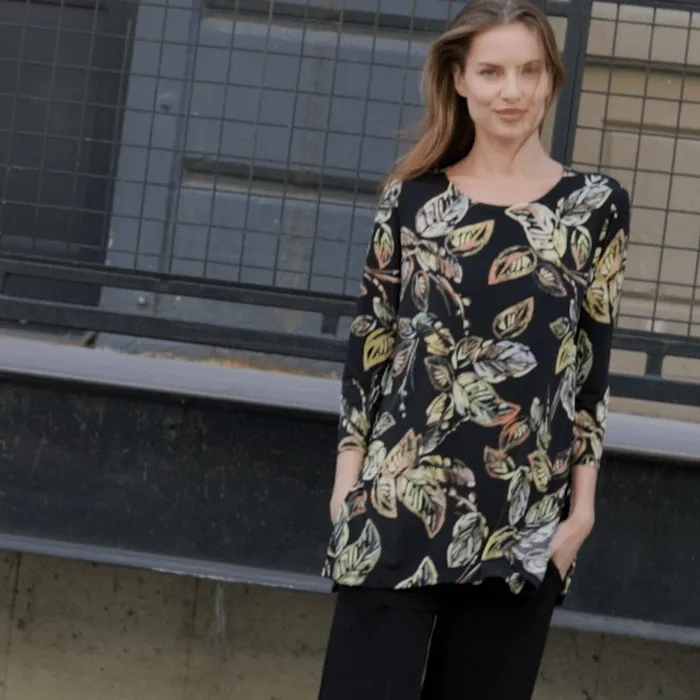 Side Vent Kerchief Hem Tunic 8211 Leaf Colorburst 8211 Final Sale Women Clara Sunwoo Tops Tunics