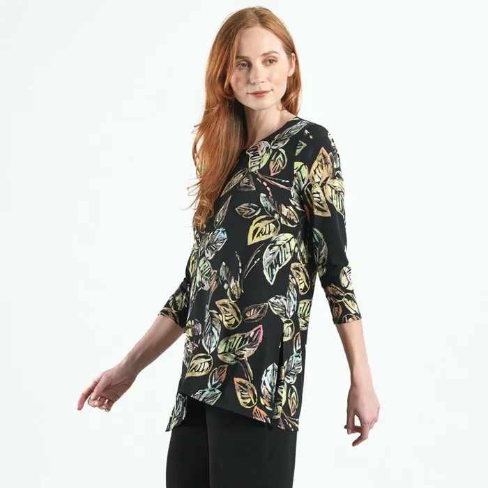 Side Vent Kerchief Hem Tunic 8211 Leaf Colorburst 8211 Final Sale Women Clara Sunwoo Tops Tunics
