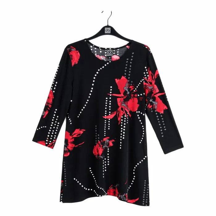 Side Vent Kerchief Hem Tunic 8211 Polka Poppy 8211 Final Sale Women Clara Sunwoo Tops Tunics