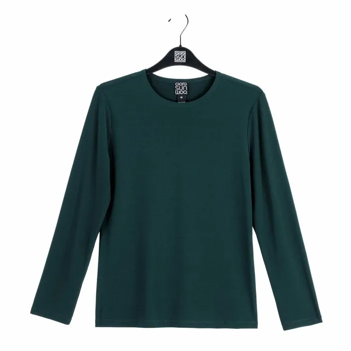 Signature Crew Neck Top 8211 Hunter Green Women Clara Sunwoo Tops Tunics