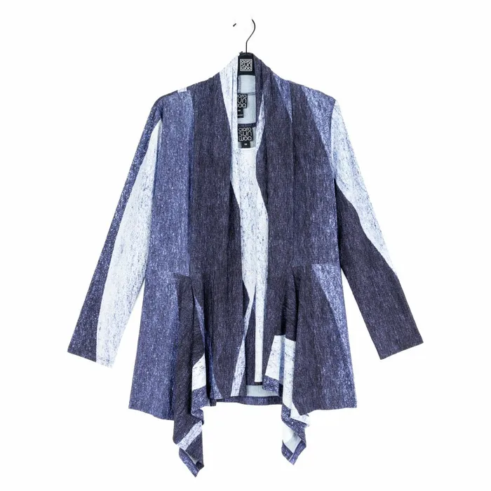 Silky Pleat Knit 8211 2pc Draped Cardigan and Tank Twinset 8211 Lunar Stripe Women Clara Sunwoo Spring Collection