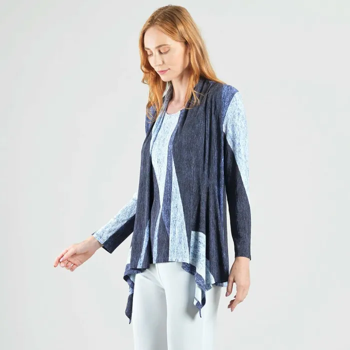 Silky Pleat Knit 8211 2pc Draped Cardigan and Tank Twinset 8211 Lunar Stripe Women Clara Sunwoo Spring Collection