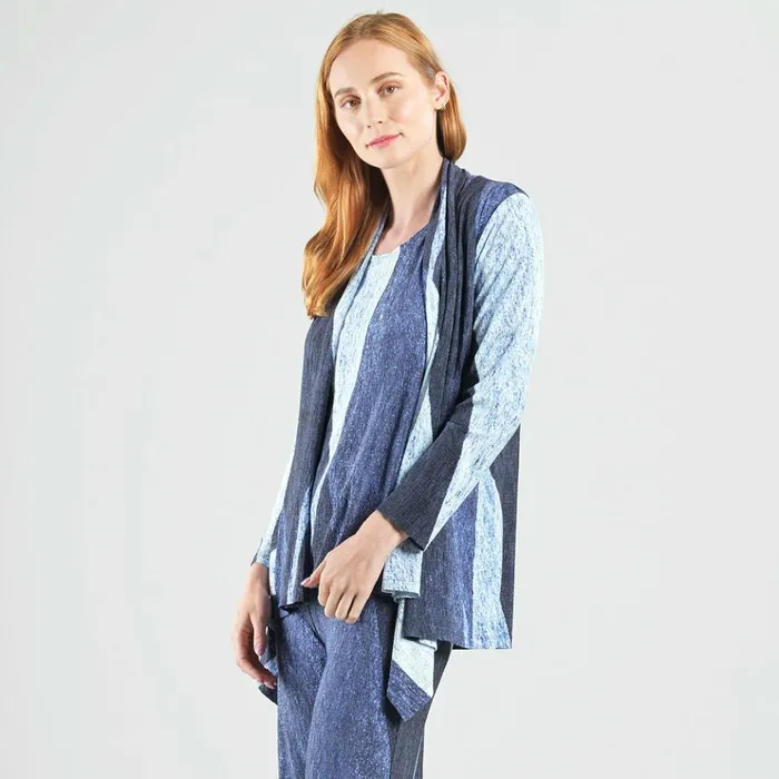 Silky Pleat Knit 8211 2pc Draped Cardigan and Tank Twinset 8211 Lunar Stripe Women Clara Sunwoo Spring Collection