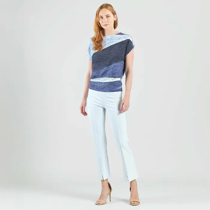 Silky Pleat Knit 8211 Dolman Short Sleeve Top 8211 Lunar Stripe Women Clara Sunwoo Spring Collection Silky Pleat Knit 8211 Dolman Short Sleeve Top 8211 Lunar Stripe Women Clara Sunwoo Spring Collection