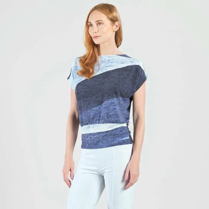 Silky Pleat Knit 8211 Dolman Short Sleeve Top 8211 Lunar Stripe Women Clara Sunwoo Spring Collection