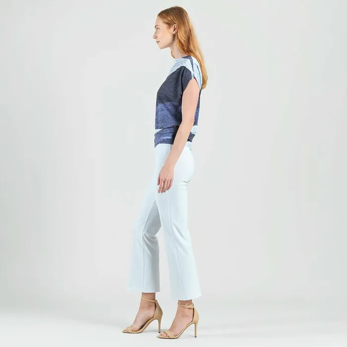 Silky Pleat Knit 8211 Dolman Short Sleeve Top 8211 Lunar Stripe Women Clara Sunwoo Spring Collection