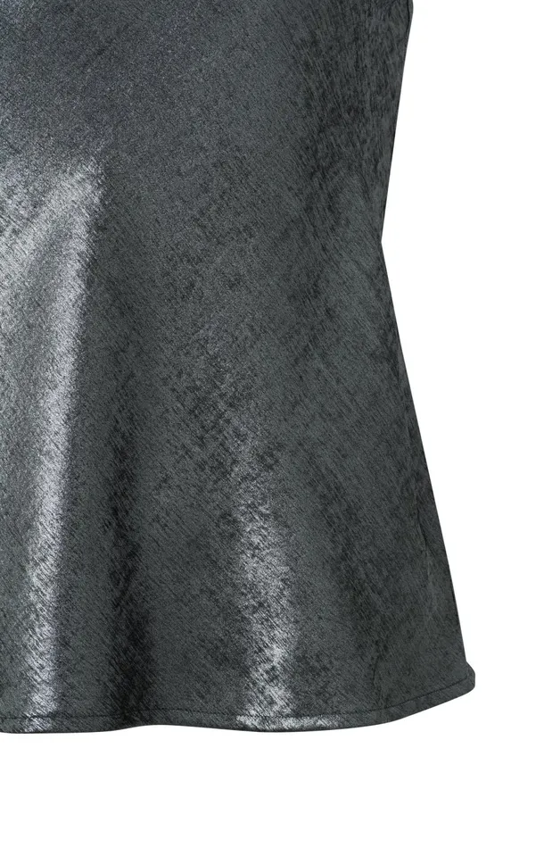Silver Metallic Singlet With Thin Straps Dark Metal Grey Women YAYA Tops Silver Metallic Singlet With Thin Straps Dark Metal Grey Women YAYA Tops