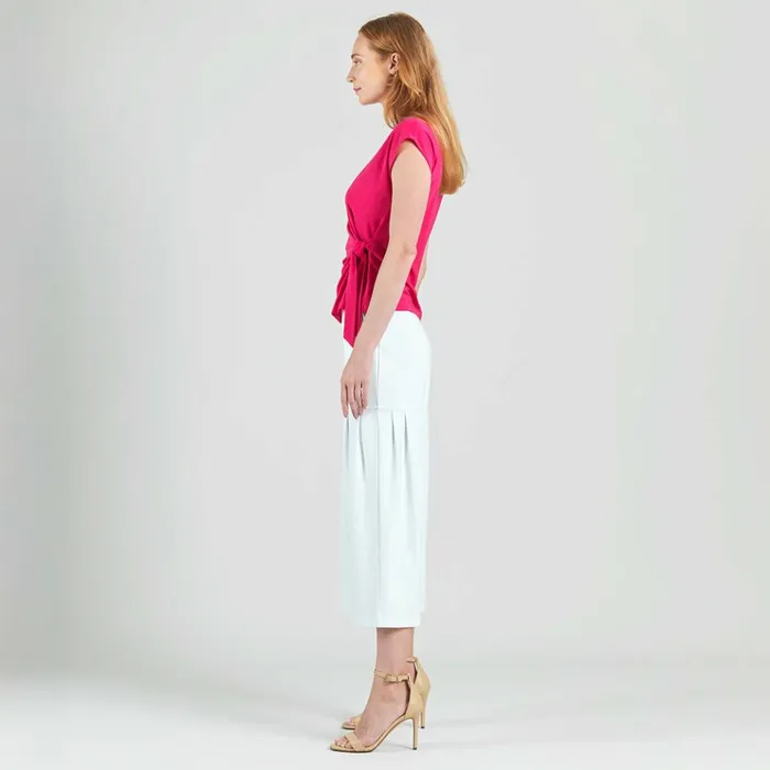 Slant Sleeve Side Tie Top 8211 Hot Pink Women Clara Sunwoo Spring Collection