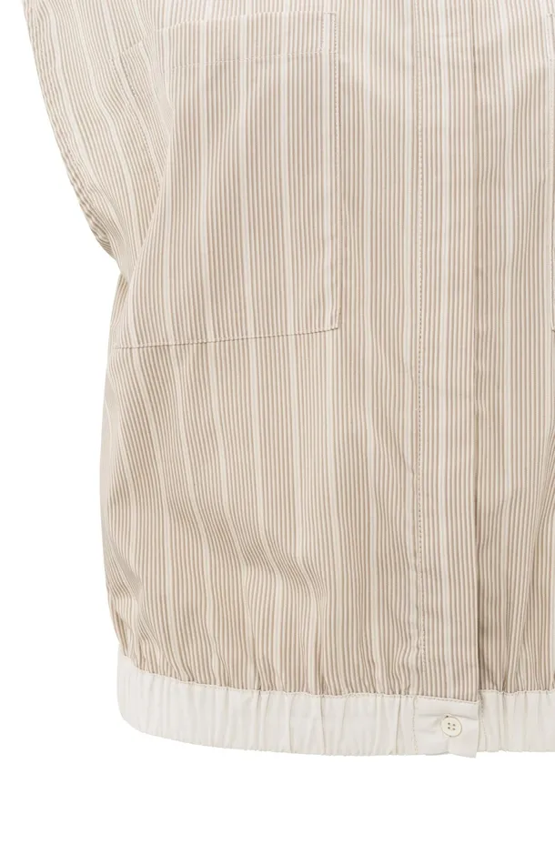 Sleeveless Blouse With Elastic Waist And Loose Fit Humus Beige Dessin Women YAYA Blouses Sleeveless Blouse With Elastic Waist And Loose Fit Humus Beige Dessin Women YAYA Blouses