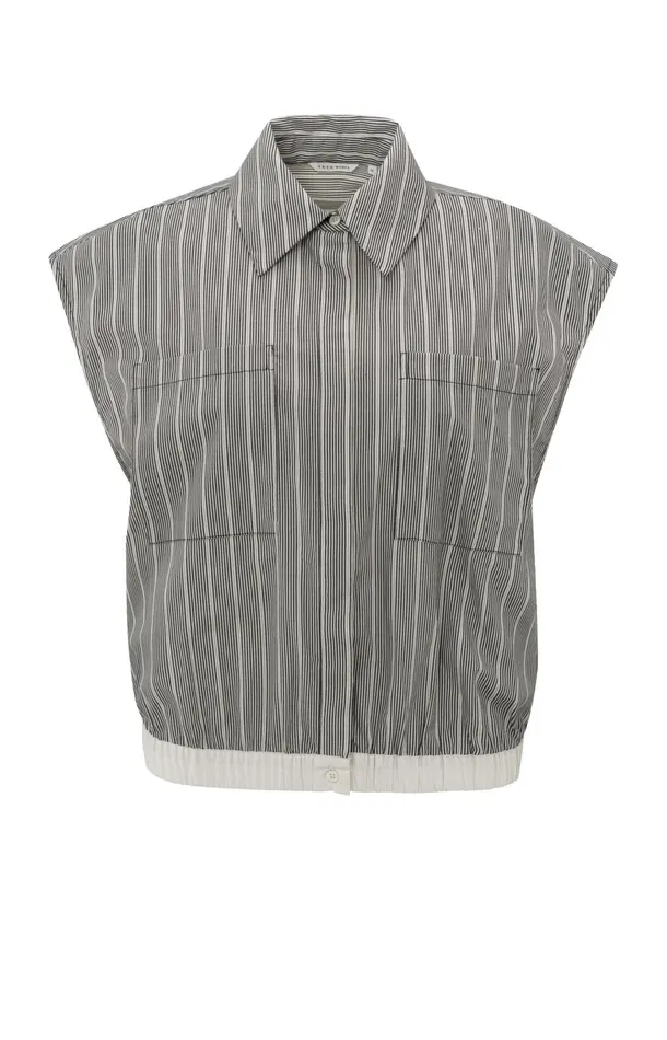 Sleeveless Blouse With Elastic Waist And Loose Fit Phantom Dessin Women YAYA Blouses Sleeveless Blouse With Elastic Waist And Loose Fit Phantom Dessin Women YAYA Blouses