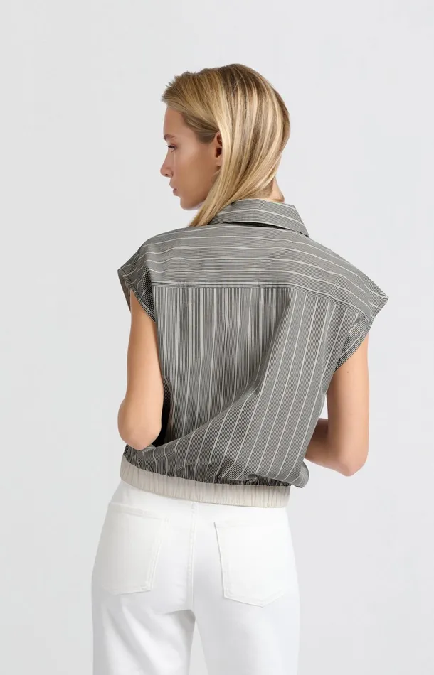 Sleeveless Blouse With Elastic Waist And Loose Fit Phantom Dessin Women YAYA Blouses Sleeveless Blouse With Elastic Waist And Loose Fit Phantom Dessin Women YAYA Blouses