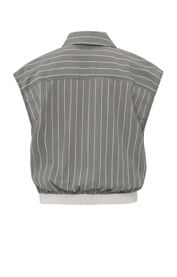 Sleeveless Blouse With Elastic Waist And Loose Fit Phantom Dessin Women YAYA Blouses Sleeveless Blouse With Elastic Waist And Loose Fit Phantom Dessin Women YAYA Blouses