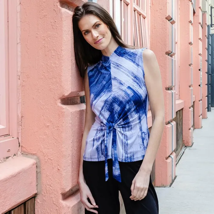 Sleeveless Center Front Tie Top 8211 Paint Stroke 8211 Final Sale Women Clara Sunwoo Tops Tunics Sleeveless Center Front Tie Top 8211 Paint Stroke 8211 Final Sale Women Clara Sunwoo Tops Tunics
