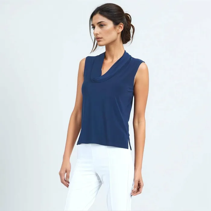 Sleeveless Draped Cowl Neck Top 8211 Navy 8211 Limited Sizes Women Clara Sunwoo Modern Basics