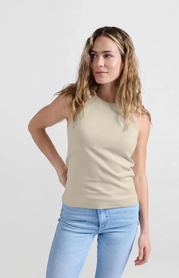 Sleeveless Halter Top With Fitted Fit Summer Sand Women YAYA Tops Sleeveless Halter Top With Fitted Fit Summer Sand Women YAYA Tops