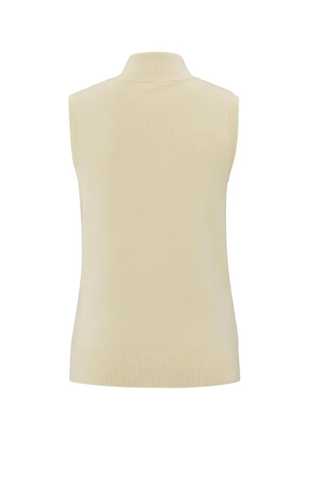 Sleeveless Sweater With Block Stripes And Halfzip Putty Beige Dessin Women YAYA Sweaters Sleeveless Sweater With Block Stripes And Halfzip Putty Beige Dessin Women YAYA Sweaters