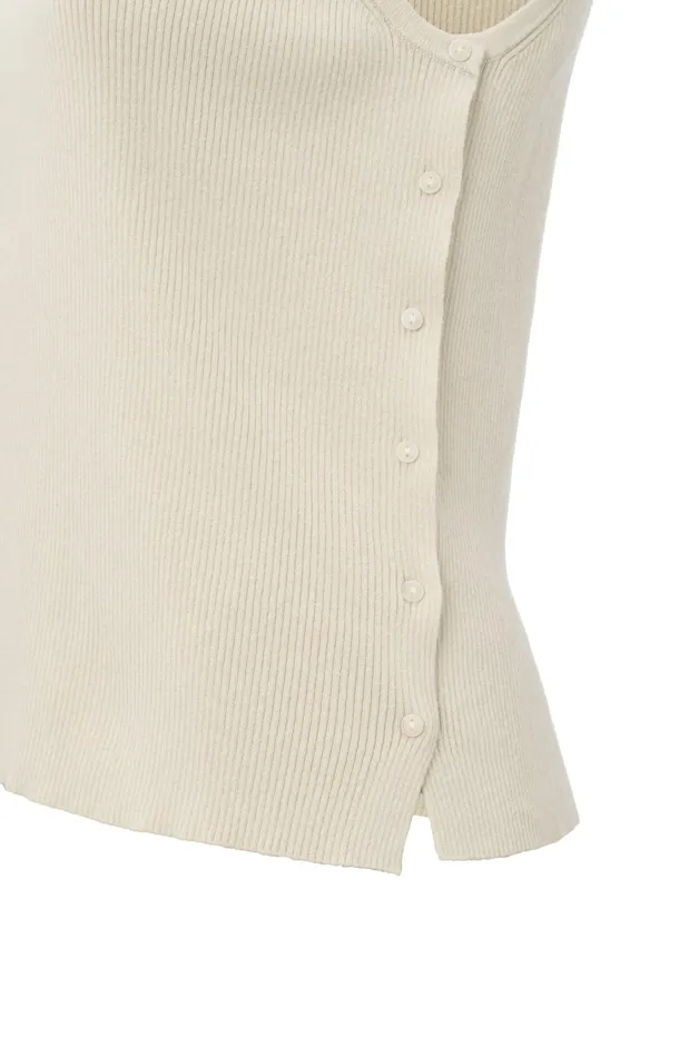 Sleeveless Top With Side Button Details And Fitted Fit Summer Sand Women YAYA Tops Sleeveless Top With Side Button Details And Fitted Fit Summer Sand Women YAYA Tops