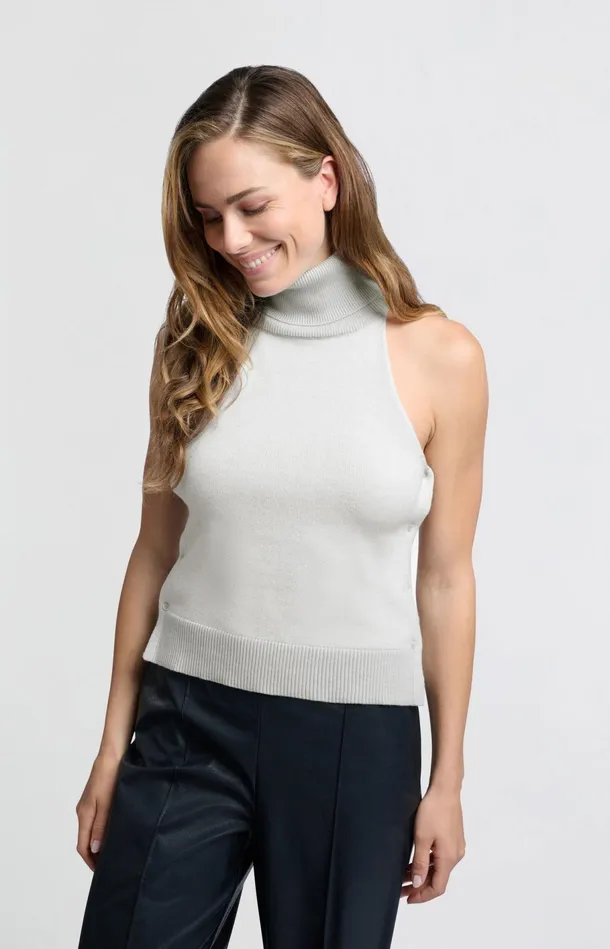 Sleeveless Top With Turtleneck Smoke Melange Women YAYA Tops