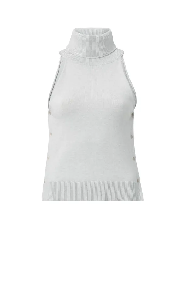Sleeveless Top With Turtleneck Smoke Melange Women YAYA Tops Sleeveless Top With Turtleneck Smoke Melange Women YAYA Tops