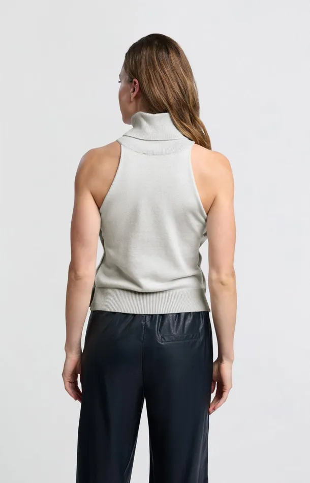 Sleeveless Top With Turtleneck Smoke Melange Women YAYA Tops Sleeveless Top With Turtleneck Smoke Melange Women YAYA Tops