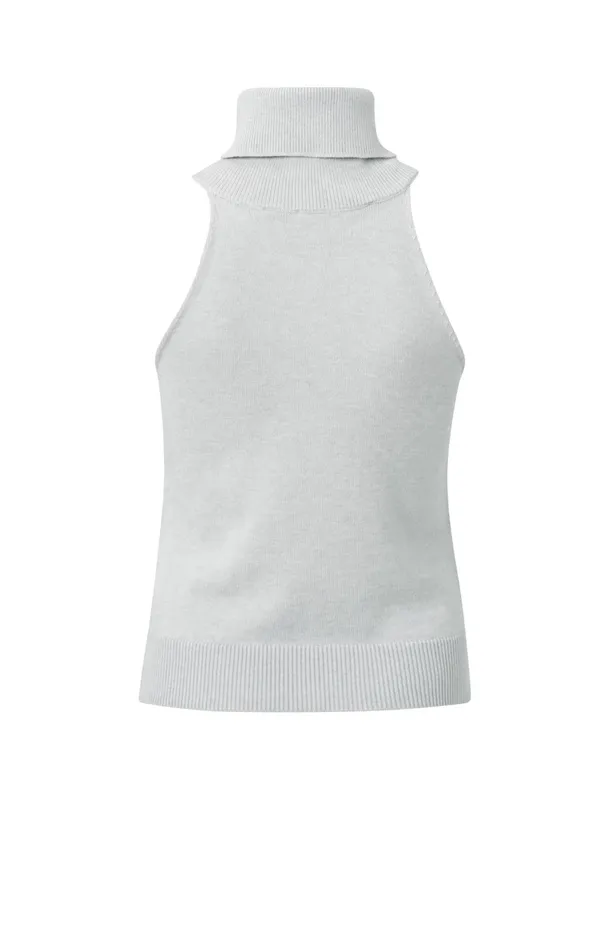 Sleeveless Top With Turtleneck Smoke Melange Women YAYA Tops Sleeveless Top With Turtleneck Smoke Melange Women YAYA Tops