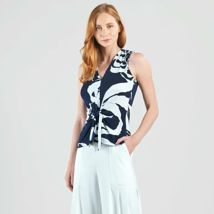 Sleeveless VNeck Center Front Tie Top 8211 Abstract Branch Women Clara Sunwoo Spring Collection
