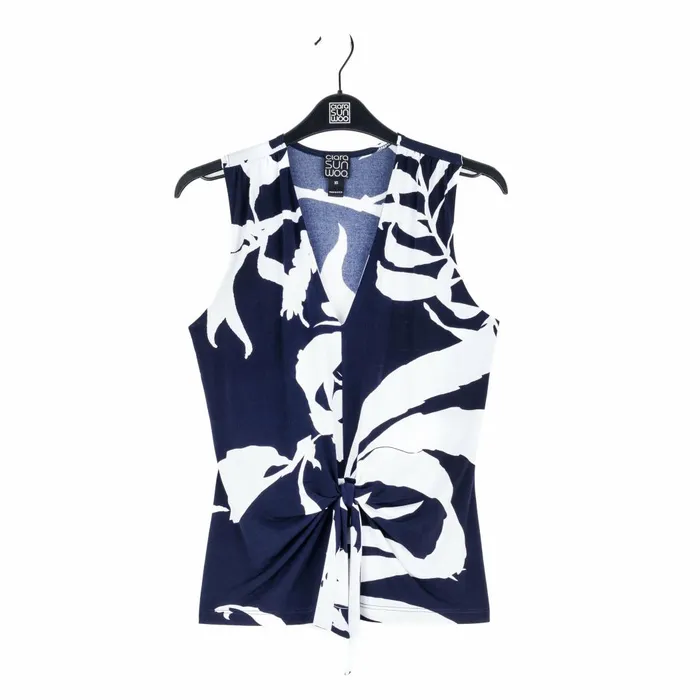 Sleeveless VNeck Center Front Tie Top 8211 Abstract Branch Women Clara Sunwoo Spring Collection