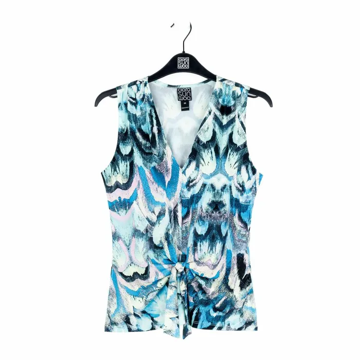 Sleeveless VNeck Center Front Tie Top 8211 Abstract Prism Women Clara Sunwoo Spring Collection