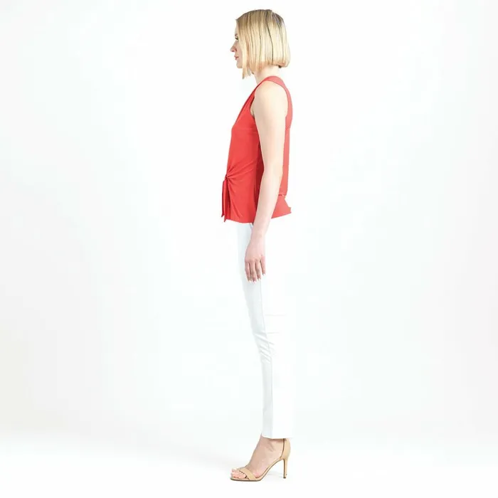Sleeveless VNeck Center Front Tie Top 8211 Coral Women Clara Sunwoo Tops Tunics