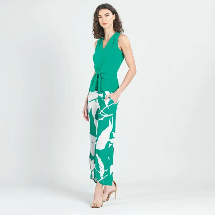 Sleeveless VNeck Center Front Tie Top 8211 Emerald Women Clara Sunwoo Tops Tunics