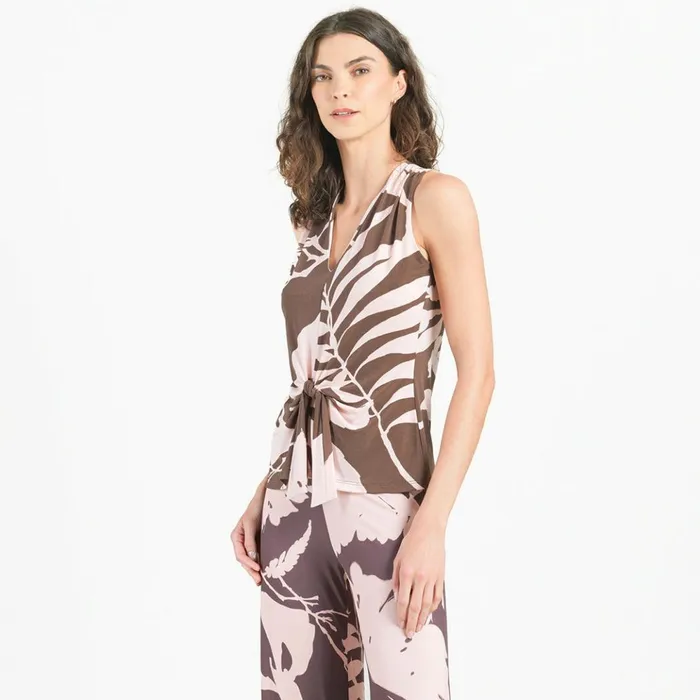 Sleeveless VNeck Center Front Tie Top 8211 Floral Stem Women Clara Sunwoo Tops Tunics