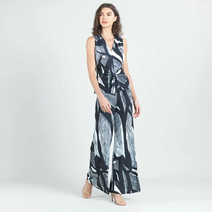 Sleeveless VNeck Center Front Tie Top 8211 Geo Sketch 8211 Limited Sizes Women Clara Sunwoo Tops Tunics