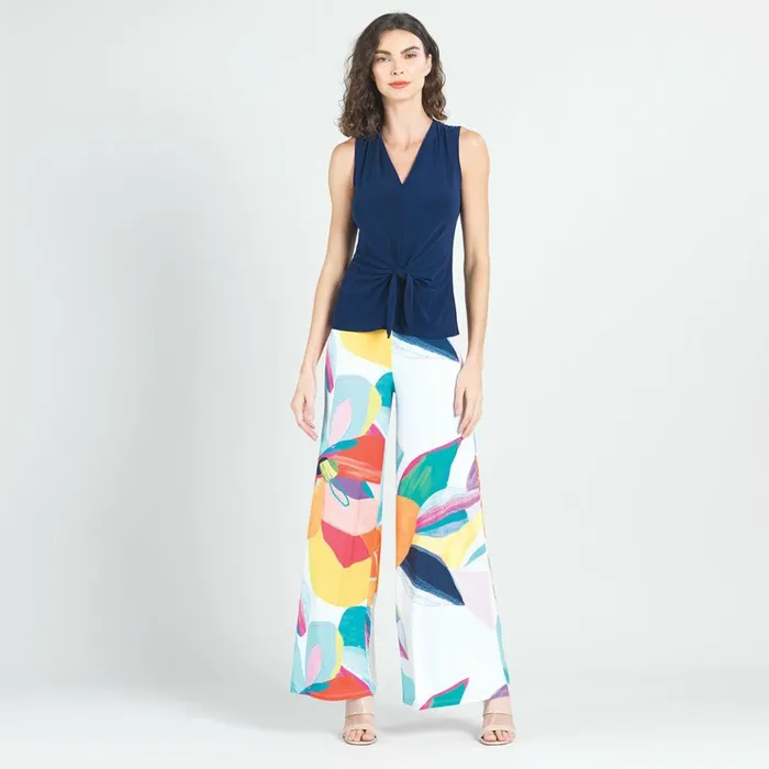 Sleeveless VNeck Center Front Tie Top 8211 Navy Women Clara Sunwoo Modern Basics Sleeveless VNeck Center Front Tie Top 8211 Navy Women Clara Sunwoo Modern Basics