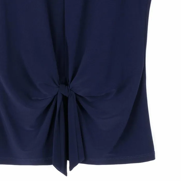 Sleeveless VNeck Center Front Tie Top 8211 Navy Women Clara Sunwoo Modern Basics