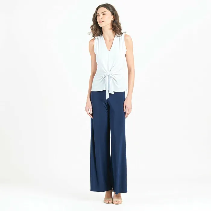 Sleeveless VNeck Center Front Tie Top 8211 White Women Clara Sunwoo Modern Basics Sleeveless VNeck Center Front Tie Top 8211 White Women Clara Sunwoo Modern Basics