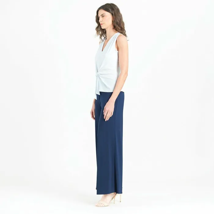 Sleeveless VNeck Center Front Tie Top 8211 White Women Clara Sunwoo Modern Basics
