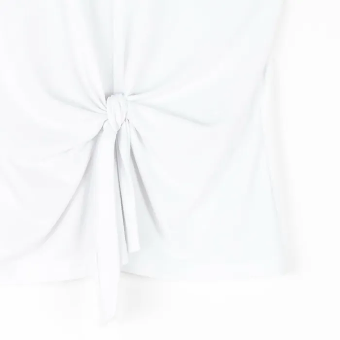 Sleeveless VNeck Center Front Tie Top 8211 White Women Clara Sunwoo Modern Basics