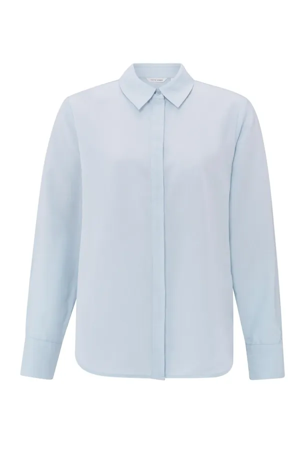 Soft Basic Blouse With Long Sleeves And Collar Gray Dawn Blue Women YAYA Blouses Soft Basic Blouse With Long Sleeves And Collar Gray Dawn Blue Women YAYA Blouses