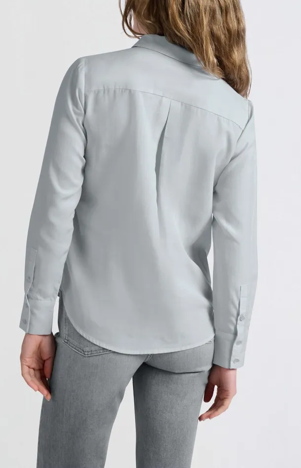 Soft Basic Blouse With Long Sleeves And Collar Gray Dawn Blue Women YAYA Blouses Soft Basic Blouse With Long Sleeves And Collar Gray Dawn Blue Women YAYA Blouses