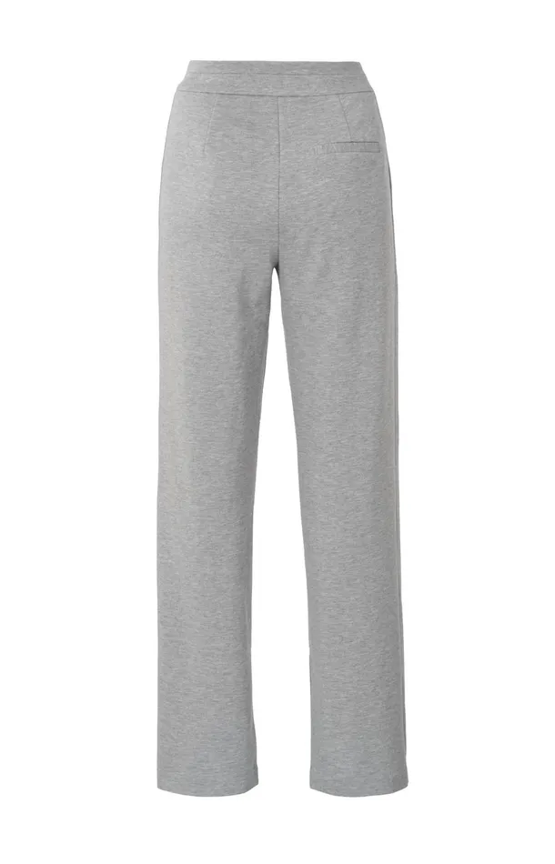 Soft Grey Trousers With Straight Legs And Crease Details Medium Grey Melange Women YAYA Trousers Soft Grey Trousers With Straight Legs And Crease Details Medium Grey Melange Women YAYA Trousers