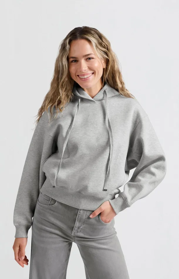 Soft Hoodie With Cords Light Grey Melange Women YAYA Sweaters Soft Hoodie With Cords Light Grey Melange Women YAYA Sweaters